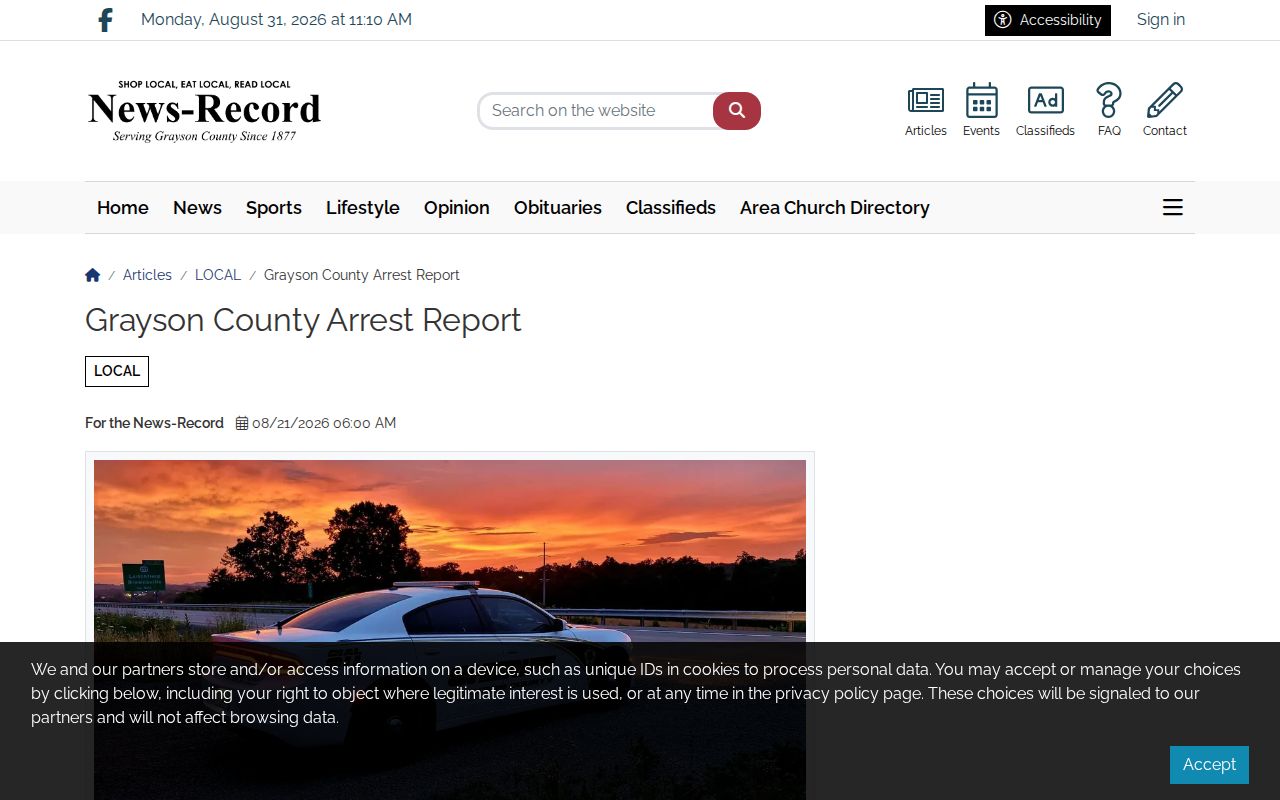 Grayson County weekly booking report source