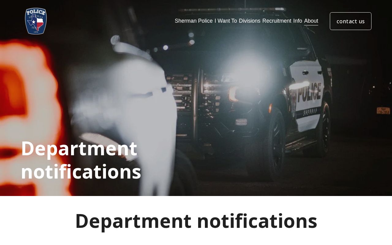 Sherman Police Department page for Sherman arrest records and media releases